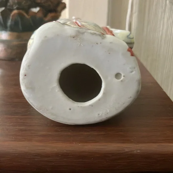 Vintage Chinese Shou Xing Porcelain Figurine w/Yellow Blue Red Outfit 7” - Picture 5 of 9